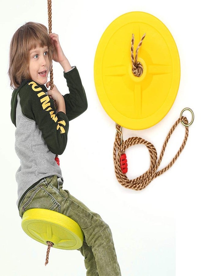 Toy Park Plastic Disc Swing Outdoor Indoor Hanging Plate Children Swing Disc Seat Kids Round Rope Playground Garden Play Activity with Height Adjustable (Yellow) - Image 3